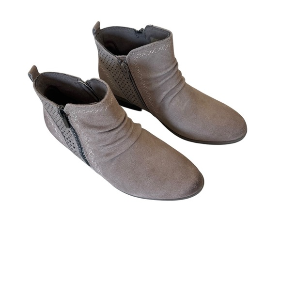 Earth Origins Sz 7 Women’s Collette Cheryl Ankle Boots Gray Brick Suede Side Zip - Picture 1 of 7